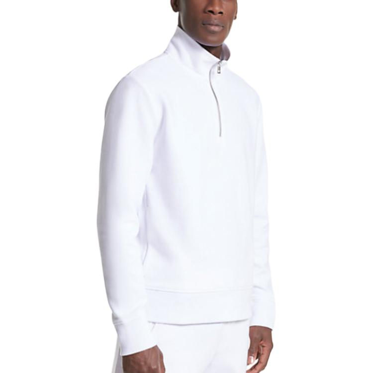 MICHAEL KORS Solid White Zip-Up Jacket with Stand Collar MFP29451-0100