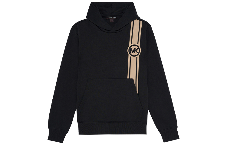 MICHAEL KORS SS22 Black Striped Logo Print Hoodie CU251071X4001