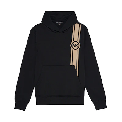 MICHAEL KORS SS22 Black Striped Logo Print Hoodie CU251071X4001