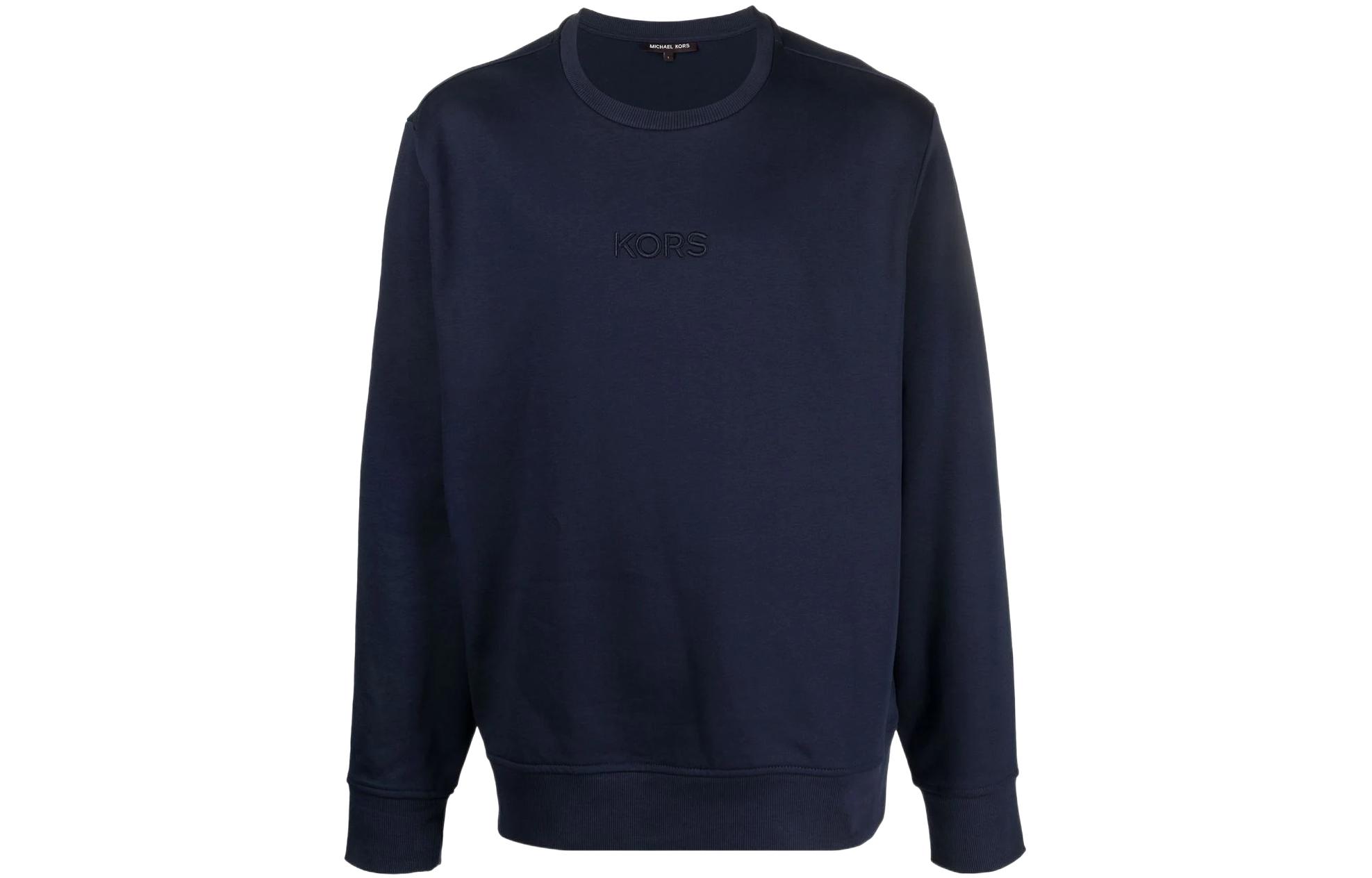 MICHAEL KORS SS22 Logo Print Pullover Sweatshirt Denim Blue CS1503Y95D474