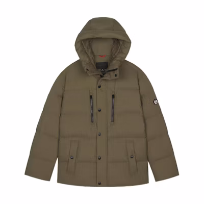 Michael Kors SS23 Solid Double-Zip Hooded Down Jacket Light Brown. MC65602D-253