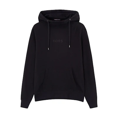 MICHAEL KORS SS23 Black Logo Embroidered Zip-Up Hoodie Jacket for Men CF05JP75MF-001