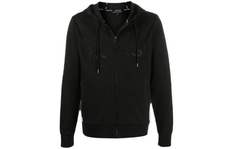 MICHAEL KORS SS23 Black Patchwork Casual Stand Collar Jacket CF2204A3NX-001