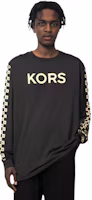 Shop MICHAEL KORS SS23 黑色標誌印花圓領長袖上衣 CR351BN1V2-001