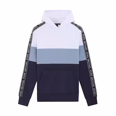 MICHAEL KORS SS23 Colorblock Logo Print Pullover Sweatshirt Navy Men OS250SL46F-436