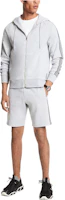 MICHAEL KORS SS23 Gray Zip-Up Hoodie Jacket with Striped Sleeves CU150865MF-030 MICHAEL KORS SS23 Gray Zip-Up Hoodie Jacket with Striped Sleeves CU150865MF-030