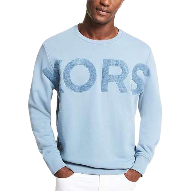 MICHAEL KORS SS23 Light Blue Logo Crewneck Pullover Sweatshirt for Men CS1504995D