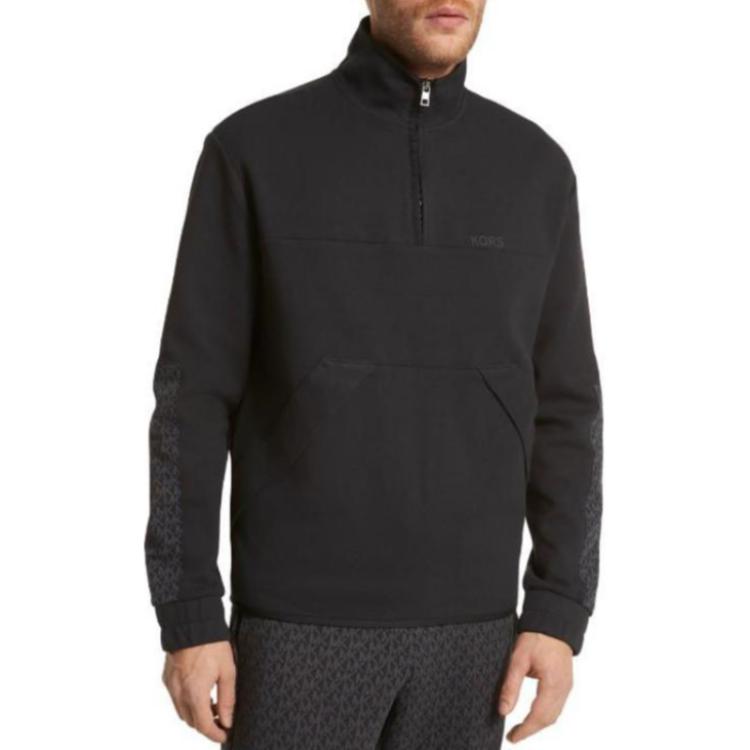 MICHAEL KORS SS23 Logo Print Half-Zip High-Neck Sweatshirt Black OS351GY5MF-001