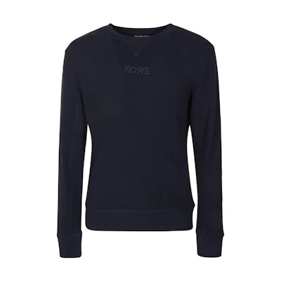 MICHAEL KORS SS23 Navy Embossed Logo Hoodie Pullover CF25134701-405