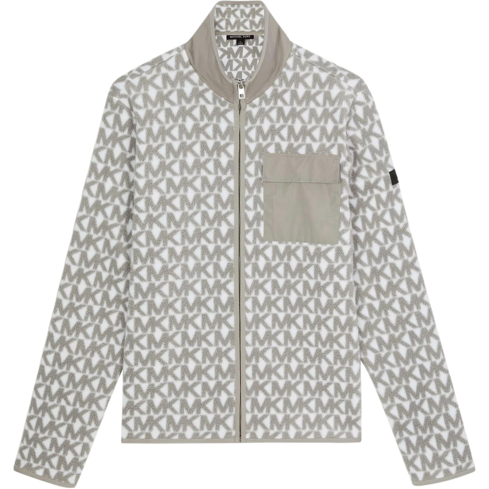 MICHAEL KORS SS24 Logo Print Zip-Up Jacket Grey White Fashion OR150LQ4GQ-117
