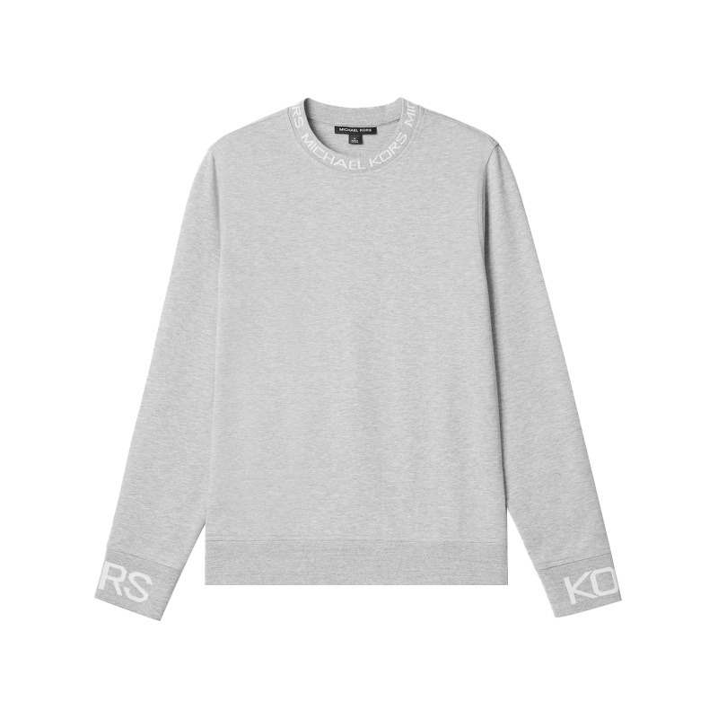MICHAEL KORS SS24 Logo Trim Crewneck Pullover Sweatshirt Men’s Grey OT450595MF-030