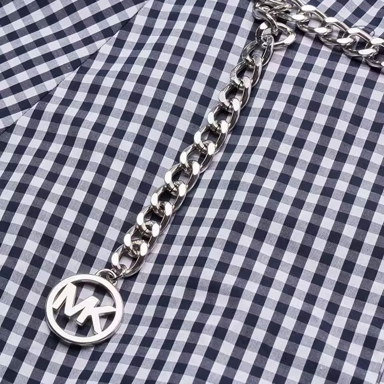 Shop 迈克高仕 SS24 女士海军蓝格纹无袖中长连衣裙 JT482I5ET3-482