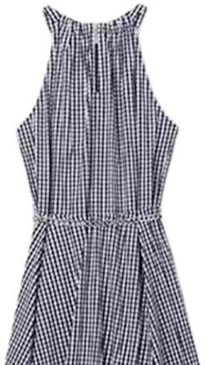 迈克高仕 SS24 女士海军蓝格纹无袖中长连衣裙 JT482I5ET3-482 Purchase 迈克高仕 SS24 女士海军蓝格纹无袖中长连衣裙 JT482I5ET3-482