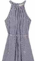 Sizing MICHAEL KORS SS24 海軍藍格紋無袖中長洋裝女士款式 JT482I5ET3-482
