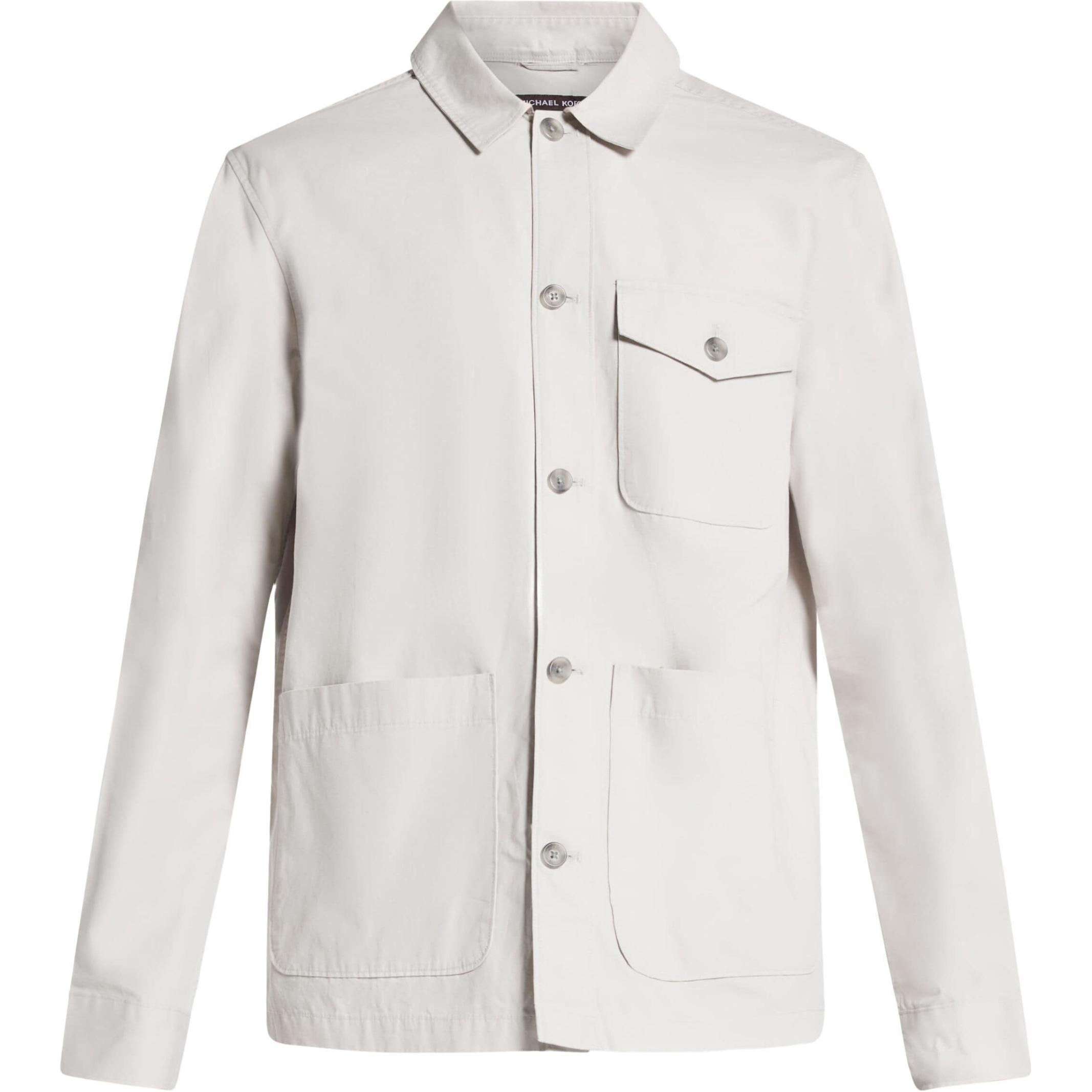 MICHAEL KORS SS24 Striped Logo Long-Sleeve Jacket Men’s Light Blue JU2206L6EZ487