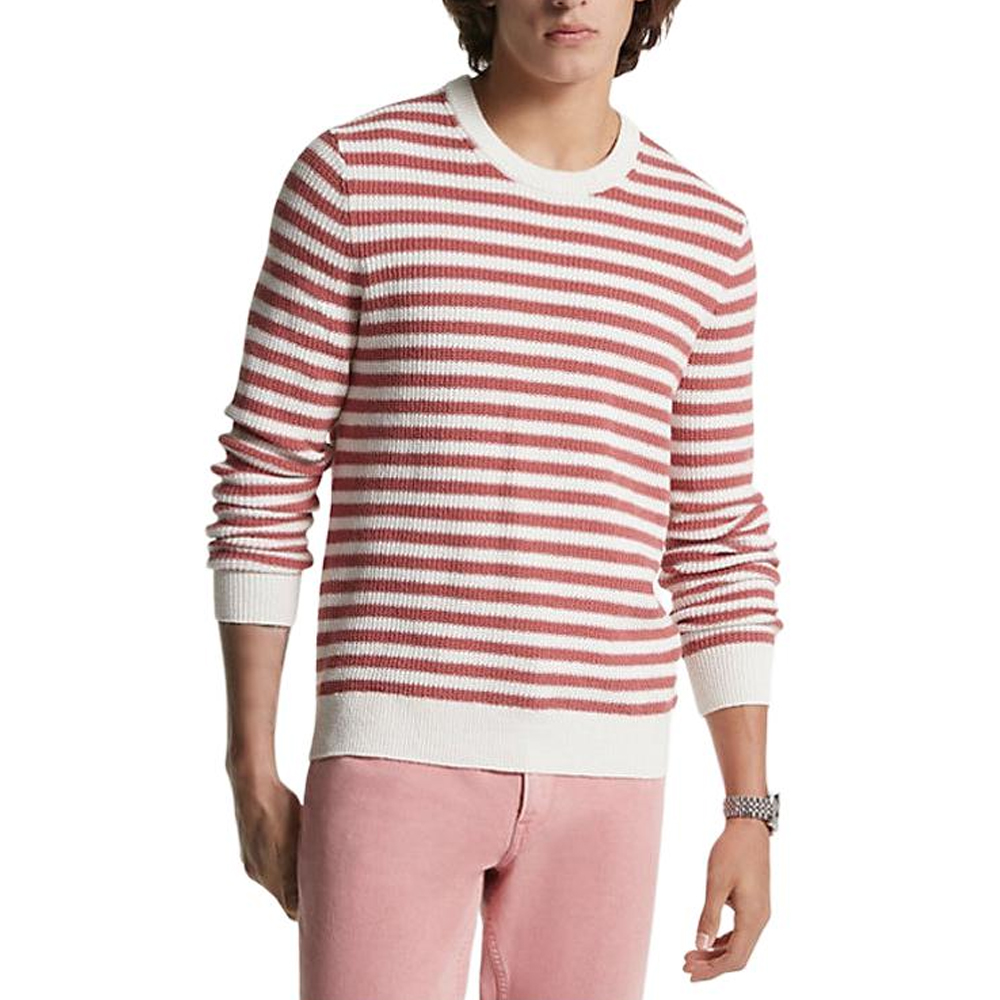 MICHAEL KORS Striped Crewneck Long Sleeve Sweatshirt Pink Mens CR460ATBGS-663