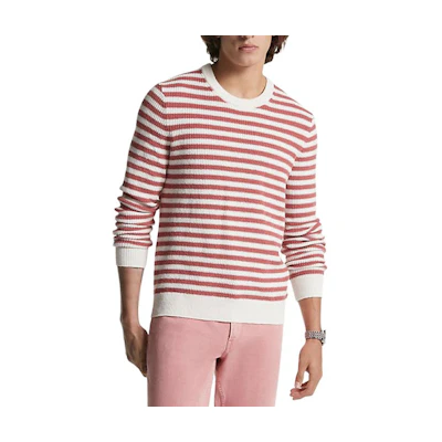 MICHAEL KORS Striped Crewneck Pullover Sweatshirt Blue CU150F85MF401