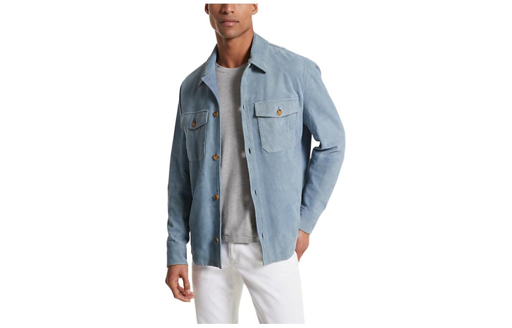 MICHAEL KORS Tan Short Jacket Shirt with Turn-Down Collar Casual Style CF1402C3K3260