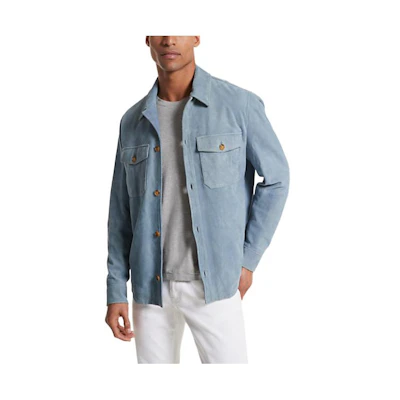 MICHAEL KORS Tan Short Jacket Shirt with Turn-Down Collar Casual Style CF1402C3K3260