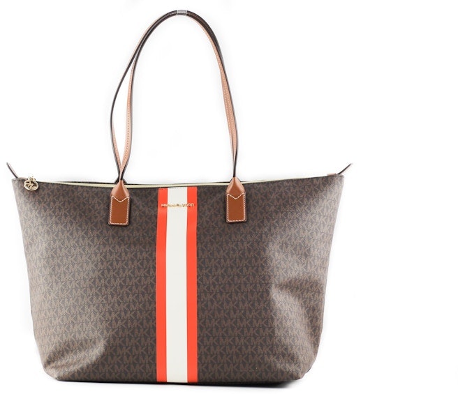 Michael Kors Top Zip Shoulder Bag Large Brown/Tangerine Novelship