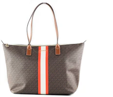 Michael Kors Top Zip Shoulder Bag Large Brown/Tangerine Michael Kors Top Zip Shoulder Bag Large Brown/Tangerine