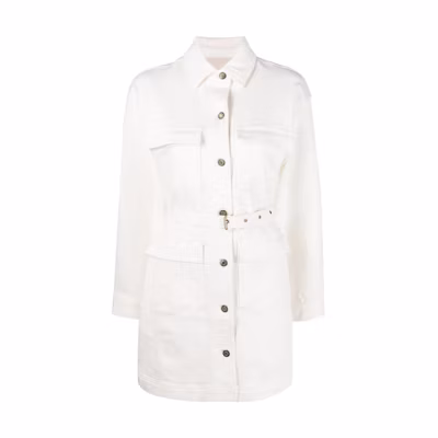 Michael Kors White Belted Long-Sleeve Shirt Dress MH180VWBUG110110