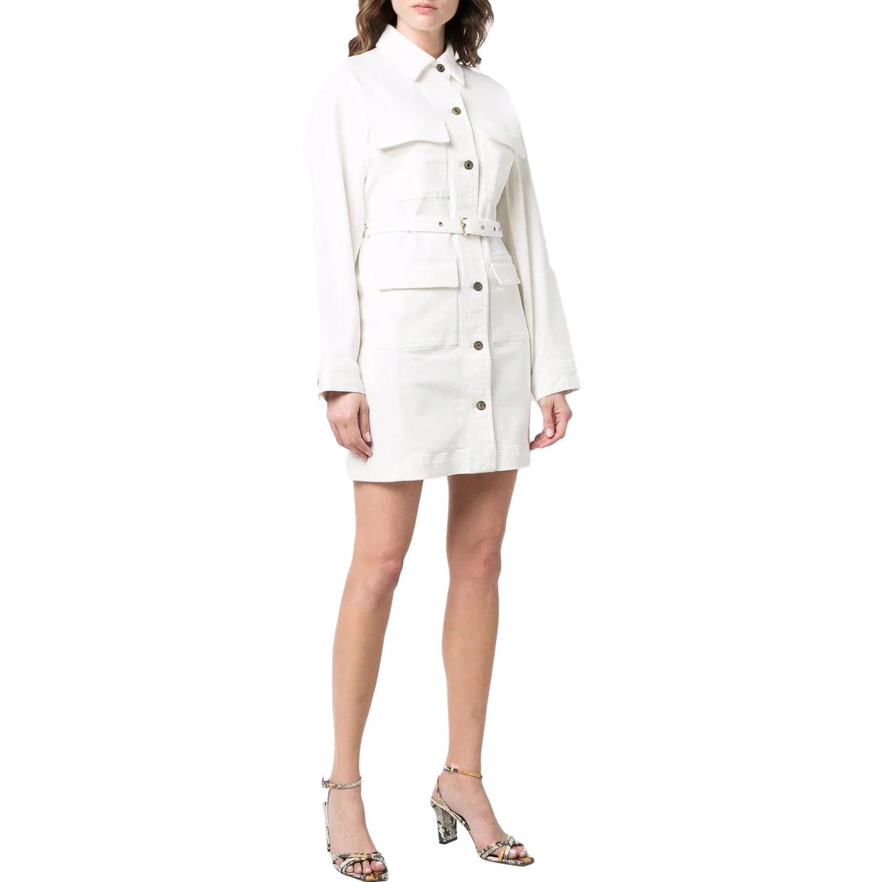 Shop Vestido Camisero Blanco de Manga Larga con Cinturón Michael Kors. MH180VWBUG110110