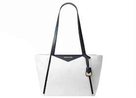 Michael Kors Whitney Top Zip Tote Bag Small White/Navy Michael Kors Whitney Top Zip Tote Bag Small White/Navy