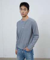 Order Michiko London Sports Waffle Henley Long Sleeve in Melange Grey MS26FT08MG