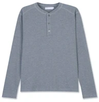 Sizing Michiko London Sports Waffle Henley Long Sleeve in Melange Grey MS26FT08MG