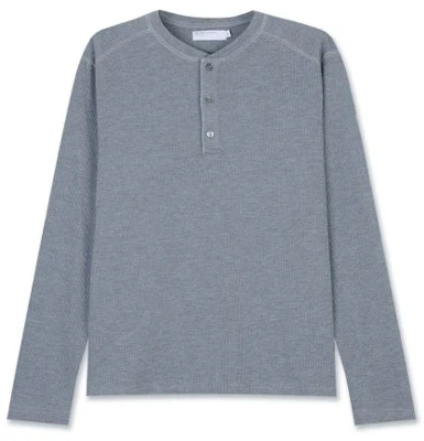 Michiko London Sports Waffle Henley Long Sleeve in Melange Grey MS26FT08MG Sizing Michiko London Sports Waffle Henley Long Sleeve in Melange Grey MS26FT08MG
