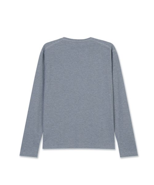 Cheap Michiko London Sports Waffle Henley Long Sleeve in Melange Grey MS26FT08MG