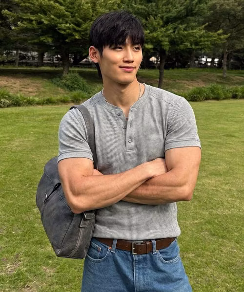 michiko-london-sports-waffle-henley-neck-muscle-fit-short-sleeve-t-shirt-melange-gray-ms-26-st-13-mg