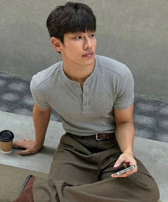 MICHIKO LONDON SPORTS Waffle Henley Neck Muscle Fit Short Sleeve T-Shirt Melange Gray MS26ST13MG 4