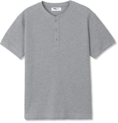 MICHIKO LONDON SPORTS Waffle Henley Neck Muscle Fit Short Sleeve T-Shirt Melange Gray MS26ST13MG Details for MICHIKO LONDON SPORTS Waffle Henley Neck Muscle Fit Short Sleeve T-Shirt Melange Gray MS26ST13MG