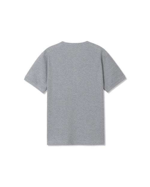 Sizing MICHIKO LONDON SPORTS Waffle Henley Neck Muscle Fit Short Sleeve T-Shirt Melange Gray MS26ST13MG
