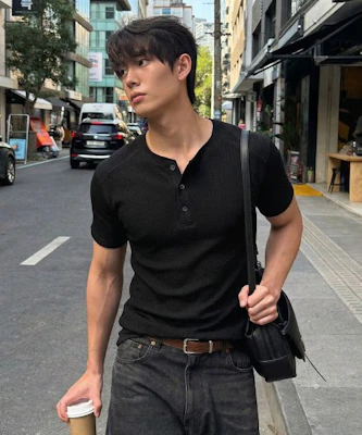 MICHIKO LONDON SPORTS Waffle Henry Neck Muscle Fit Short Sleeve T-Shirt Black MS26ST13BK 7