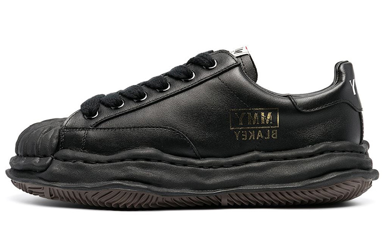 MIHARA YASUHIRO Blakey Black Leather Low-Top Fashion Sneakers Men. A06FW702 Black