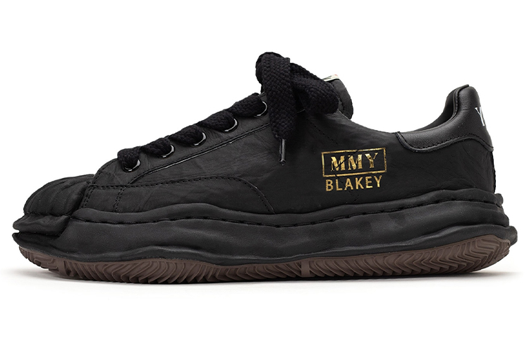MIHARA YASUHIRO Blakey Leather Low-Top Sneakers Black Fashion Shoes A08FW711 Black