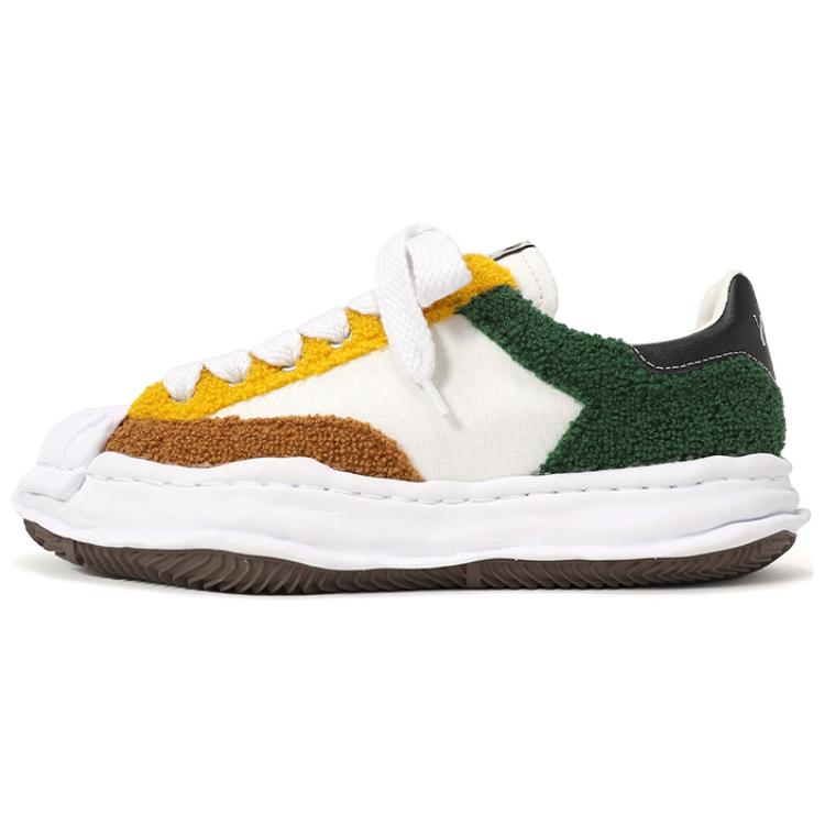 MIHARA YASUHIRO Blakey OG STC Dissolving Sneakers Low-Top White Green Yellow A08FW712 White, Green, Yellow.