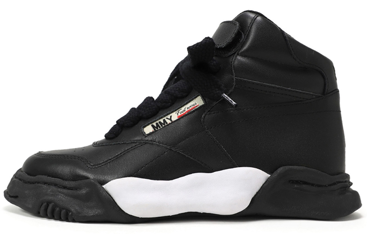 MIHARA YASUHIRO Freddie Black Leather High-Top Fashion Sneakers Classic. A08FW701 Black