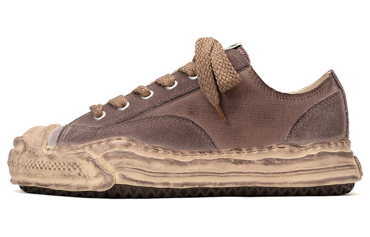 MIHARA YASUHIRO Hank Brown Distressed Low-Top Lace-Up Sneakers Fashion. A10FW715 Brown Color
