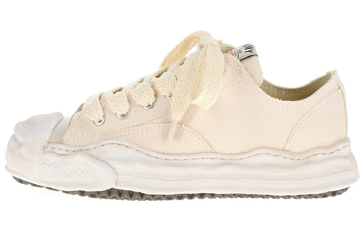 MIHARA YASUHIRO Hank Leather Canvas Low-Top Fashion Sneakers White A08FW719 White Color