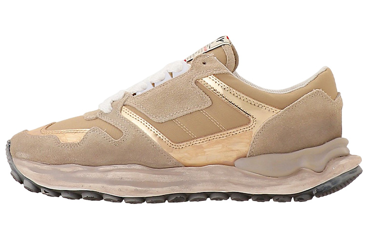 MIHARA YASUHIRO Leather Low-Top Sneakers Beige Distressed Casual Shoes A07FW725 Light Brown