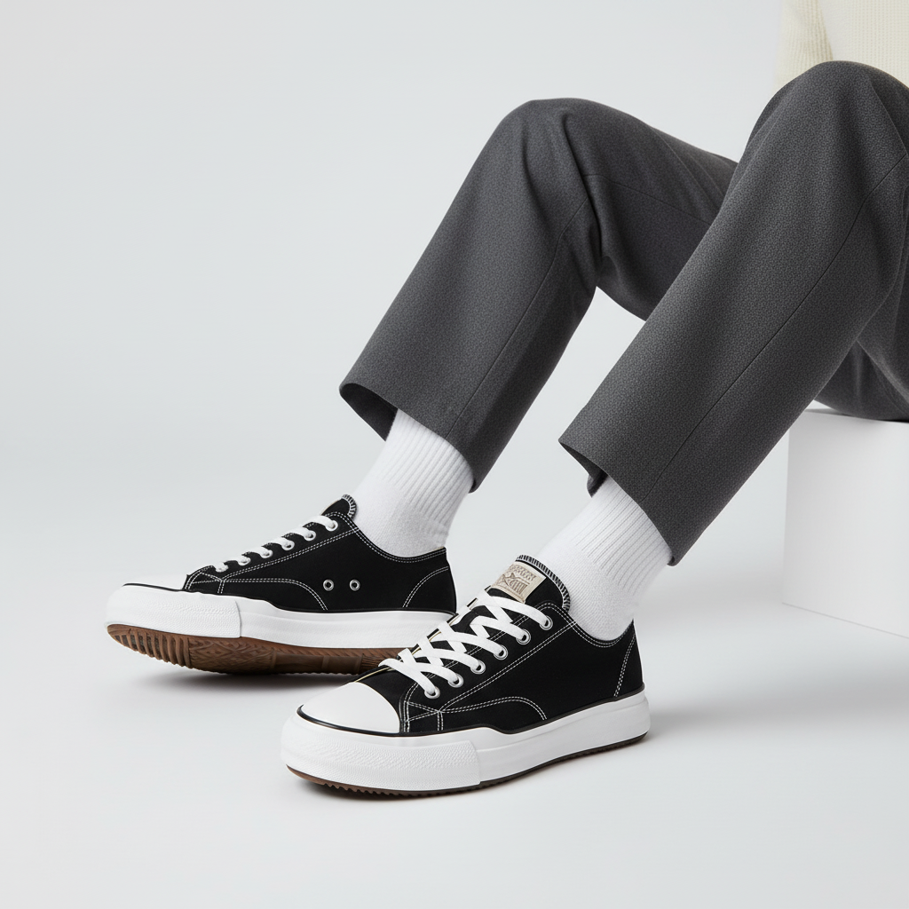 Order 三原康裕 Maison Peterson OG 鞋底黑色帆布低筒鞋 A01FW702-BLK