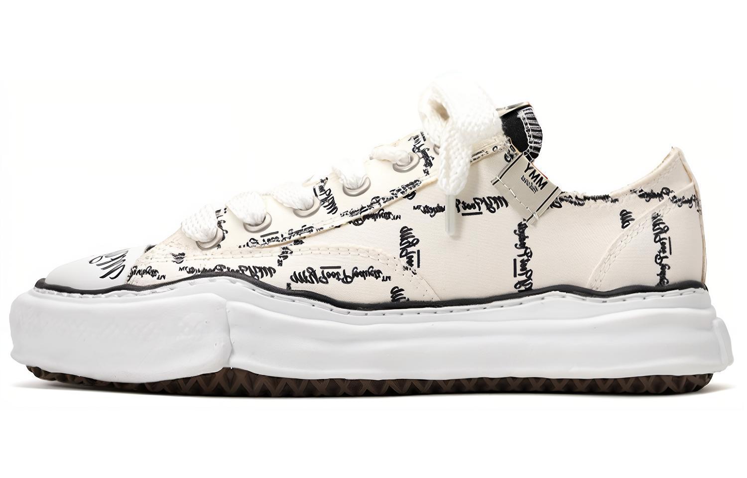 Buy ミハラヤスヒロ Peterson OGソール プリント白ローカット M04FW702