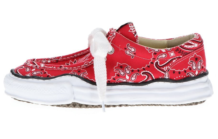 MIHARA YASUHIRO Paisley Red Low-Top Canvas Shoes Casual Sneakers. A06FW714 Red Color
