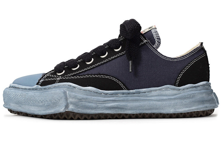 MIHARA YASUHIRO Peterson Overdyed Canvas Low-Top Fashion Sneakers Black A08FW713 Black
