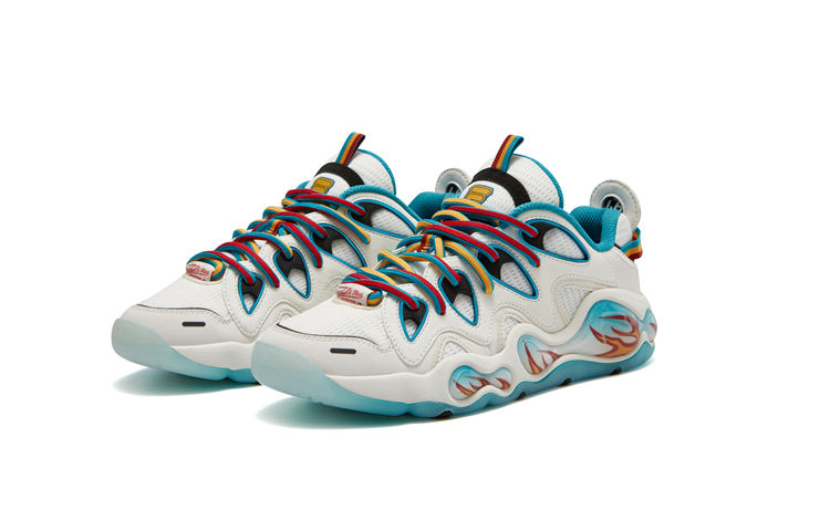 Order 米切尔 & 内斯 x FILA FUSION 斐乐潮牌 Bank Vertical 联名款 中帮 复古篮球鞋 男款 白蓝