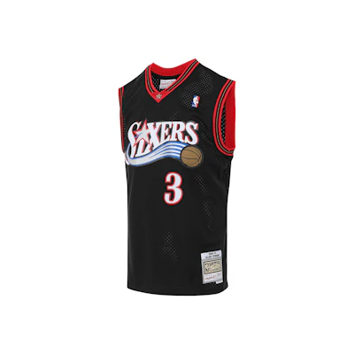 Mitchell & Ness NBA Allen Iverson 76ers #3 Retro Basketball Jersey Black SMJYGS18201-P76BLCK00AIV